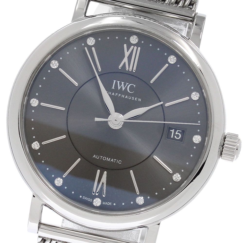 IWC IWC SCHAFFHAUSEN IW458110 ポートフィノ オートマティック 37 12Pダイヤ 自動巻き ボーイズ 良品 保証書付き_966467