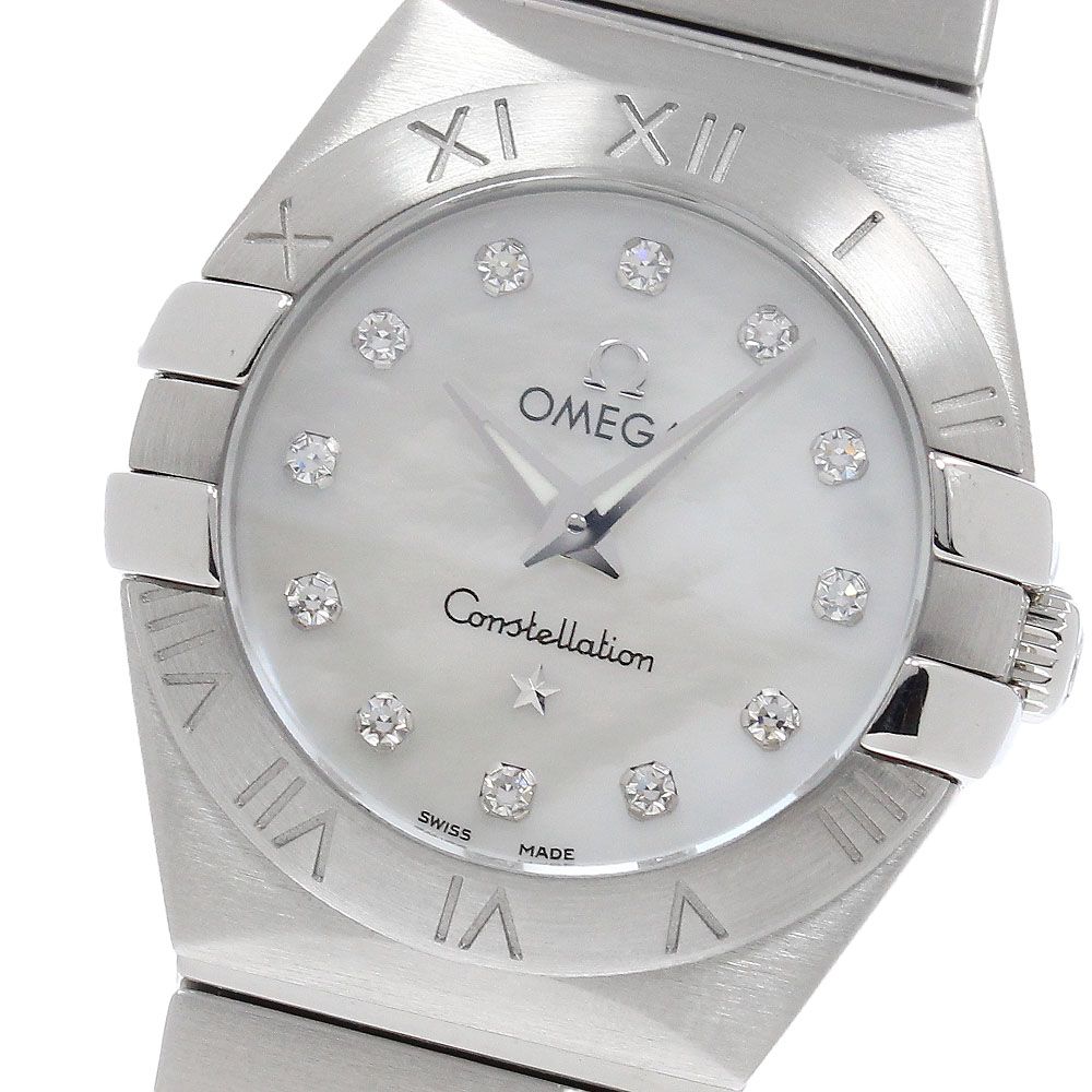 オメガ OMEGA 123.10.24.60.55.001 コンステレーション ブラッシュ 12Pダイヤ クォーツ レディース 良品 保証書付き_966438