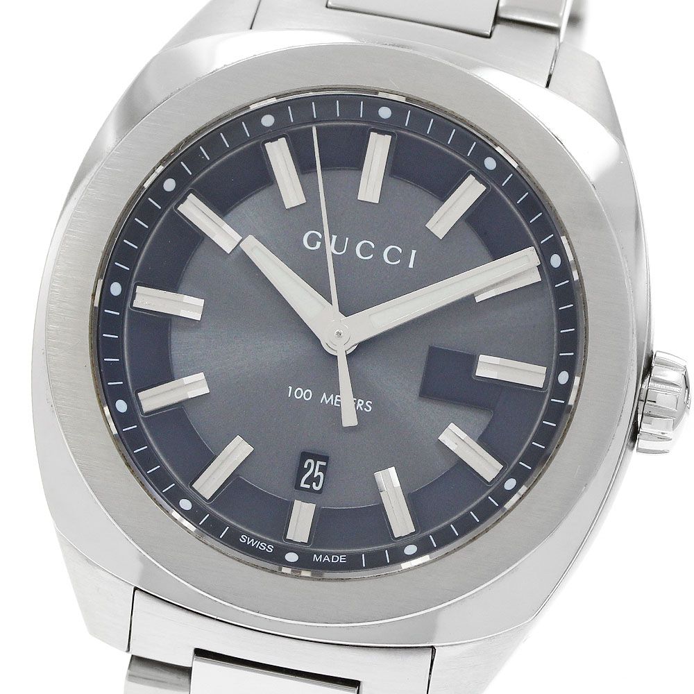 グッチ GUCCI 142.3/YA142301 GG2570 デイト クォーツ メンズ 良品 内箱・保証書付き_961119