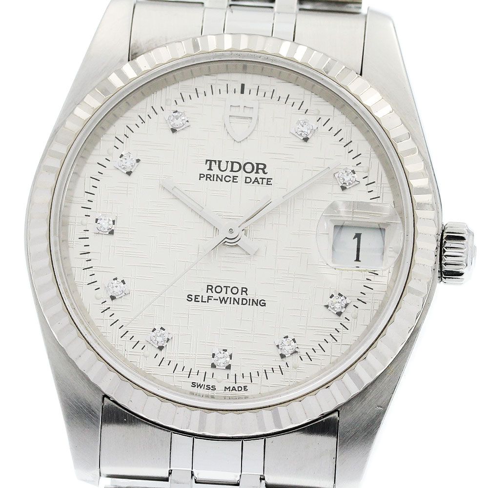 チュードル TUDOR 74034 プリンスデイト 10Pダイヤ WGベゼル 自動巻き メンズ 保証書付き_962017