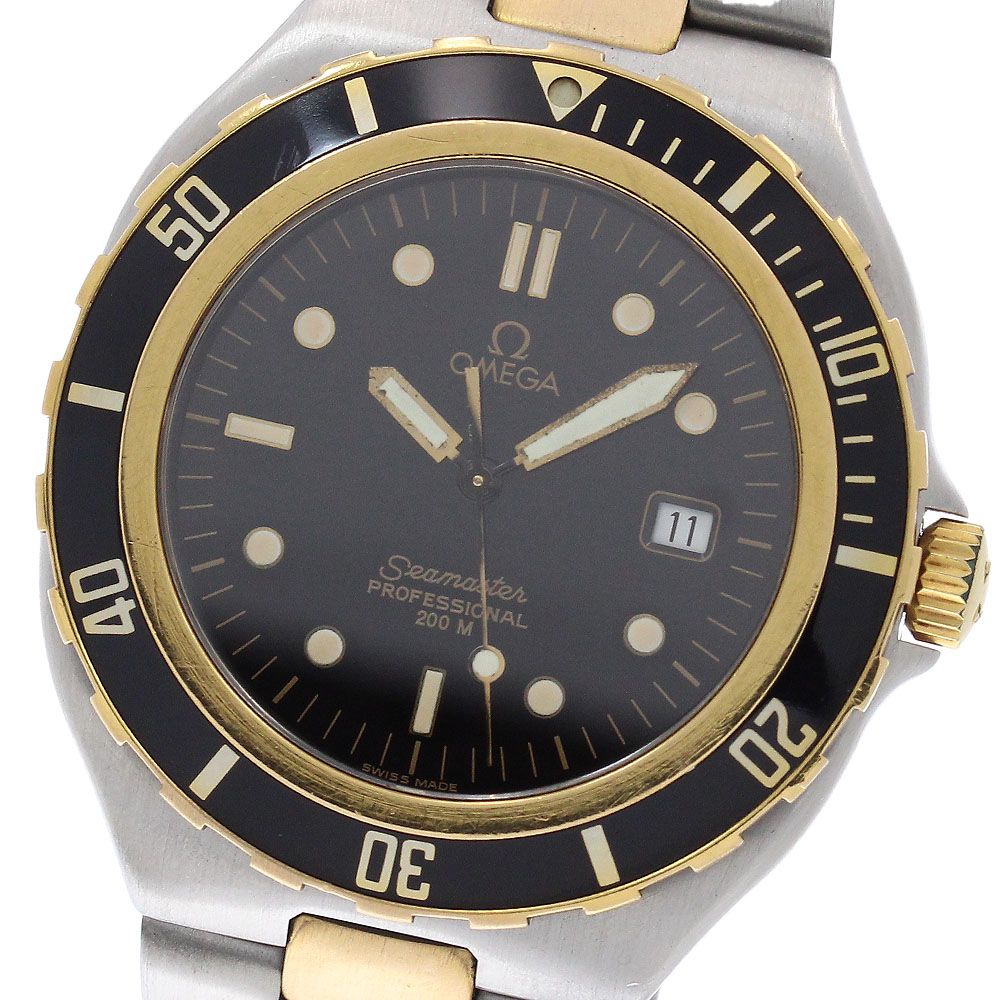 ベルト訳あり オメガ OMEGA シーマスター200ｍ YGコンビ ラージサイズ クォーツ メンズ _965497