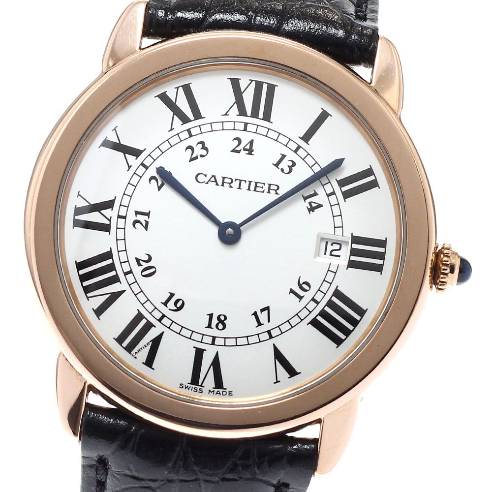 カルティエ CARTIER W6701008 ロンド ソロ ドゥ カルティエ LM K18PG デイト クォーツ メンズ 箱・保証書付き_959993