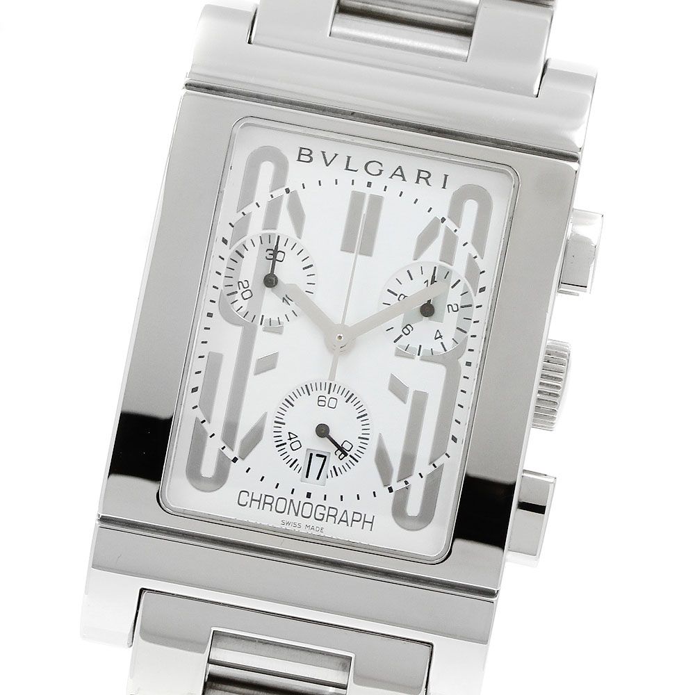 ブルガリ BVLGARI RTC49S レッタンゴロ デイト クロノグラフ クォーツ メンズ 良品 _965255