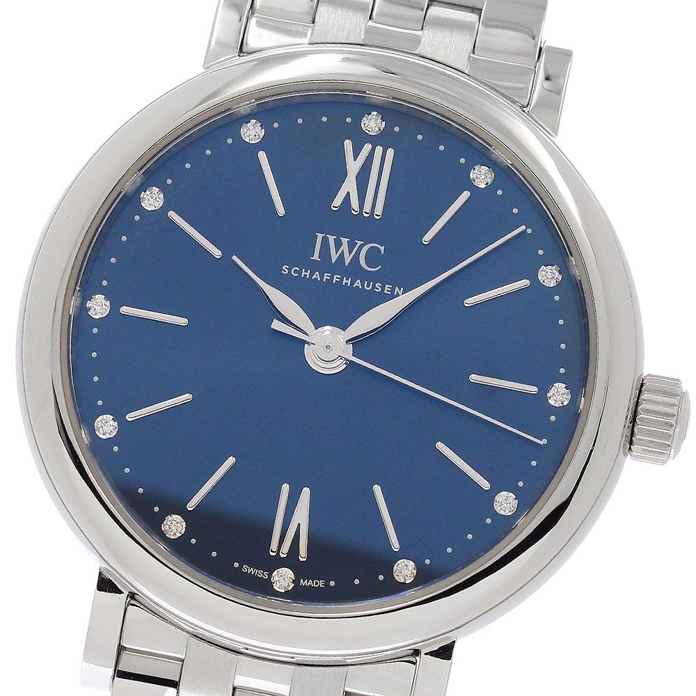 IWC IWC SCHAFFHAUSEN IW357413 ポートフィノ オートマティック 34 12Pダイヤ 自動巻き ボーイズ 美品 保証書付き_966531