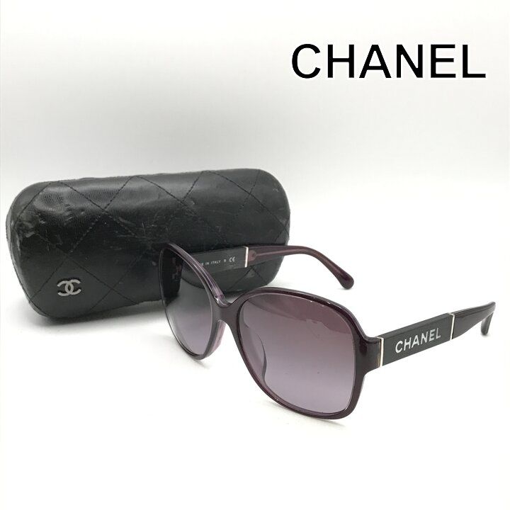 良品 CHANEL シャネル ロゴ パープル サングラス アイウェア ブランド 小物 ファッション セル プラ レディース y274