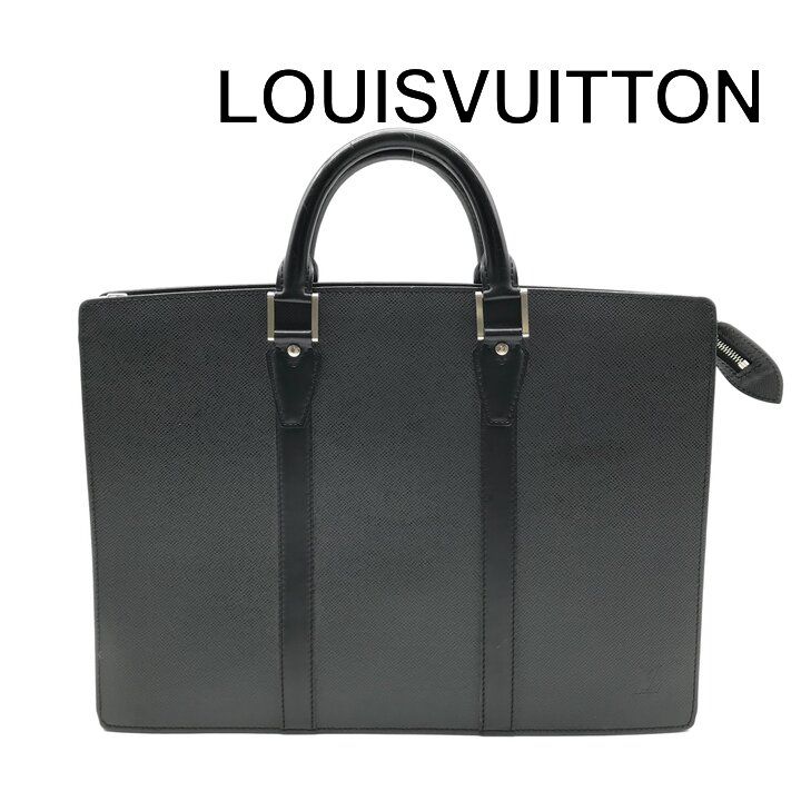 良品 LOUIS VUITTON タイガロザン ポルトドキュマン SV金具 ビジネス ハンド バッグ ブラック ブランド BAG カバン y313