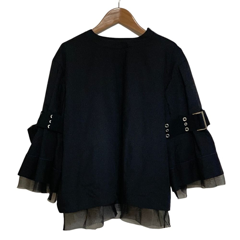 美品 SACAI サカイ belted sleeve blouse ベルテッドスリーブブラウス 16-02888 サイズ2 ブラック レディース 古着 中古 USED