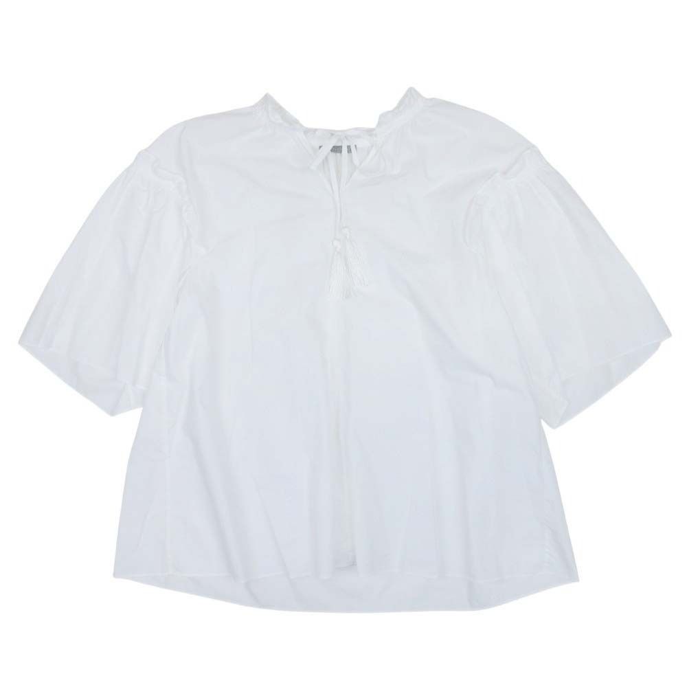 美品 theory luxe セオリーリュクス Harmon Chiara HS 24ss ブラウス シャツ トップス タッセル フレアスリーブ 38 白 ホワイト レディース 古着 中古 USED