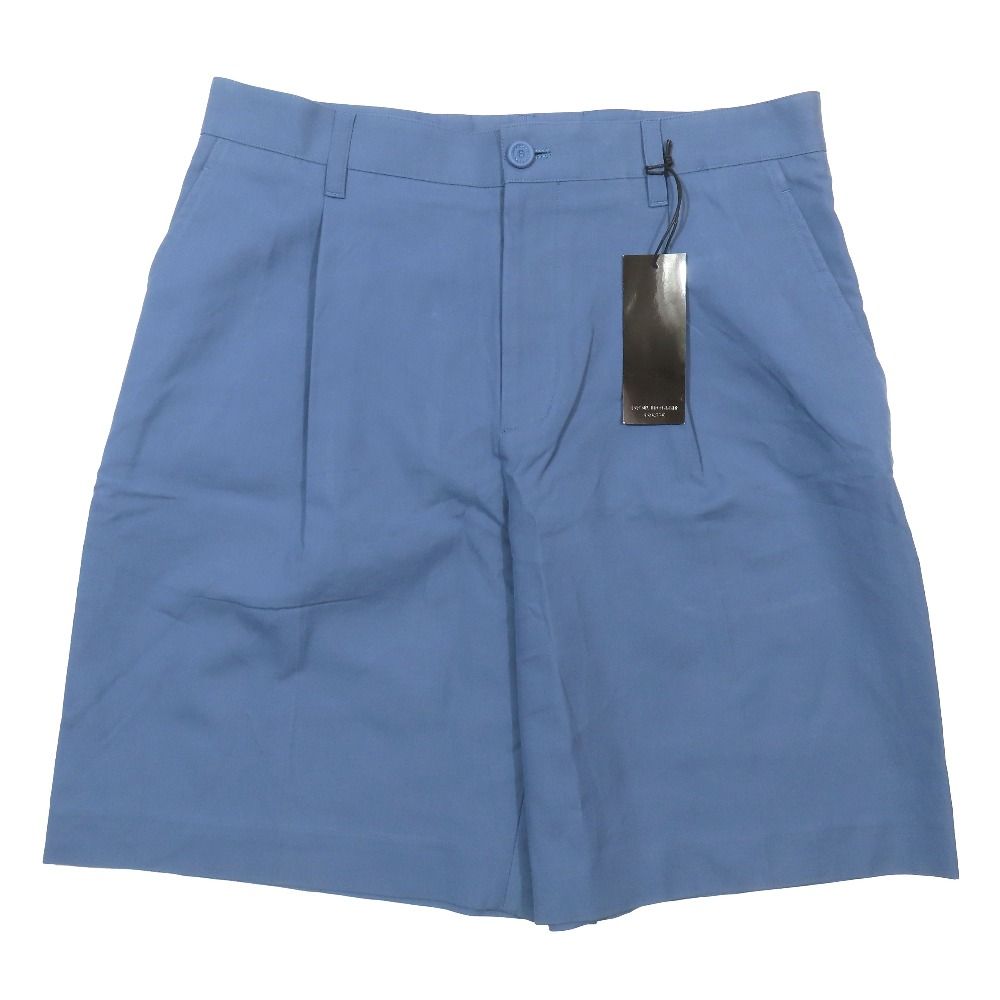 未使用 DIOR ディオール コットン チノ ショートパンツ ハーフ パンツ ボトムス タック セミワイド 48 ブルー メンズ 古着 中古 USED
