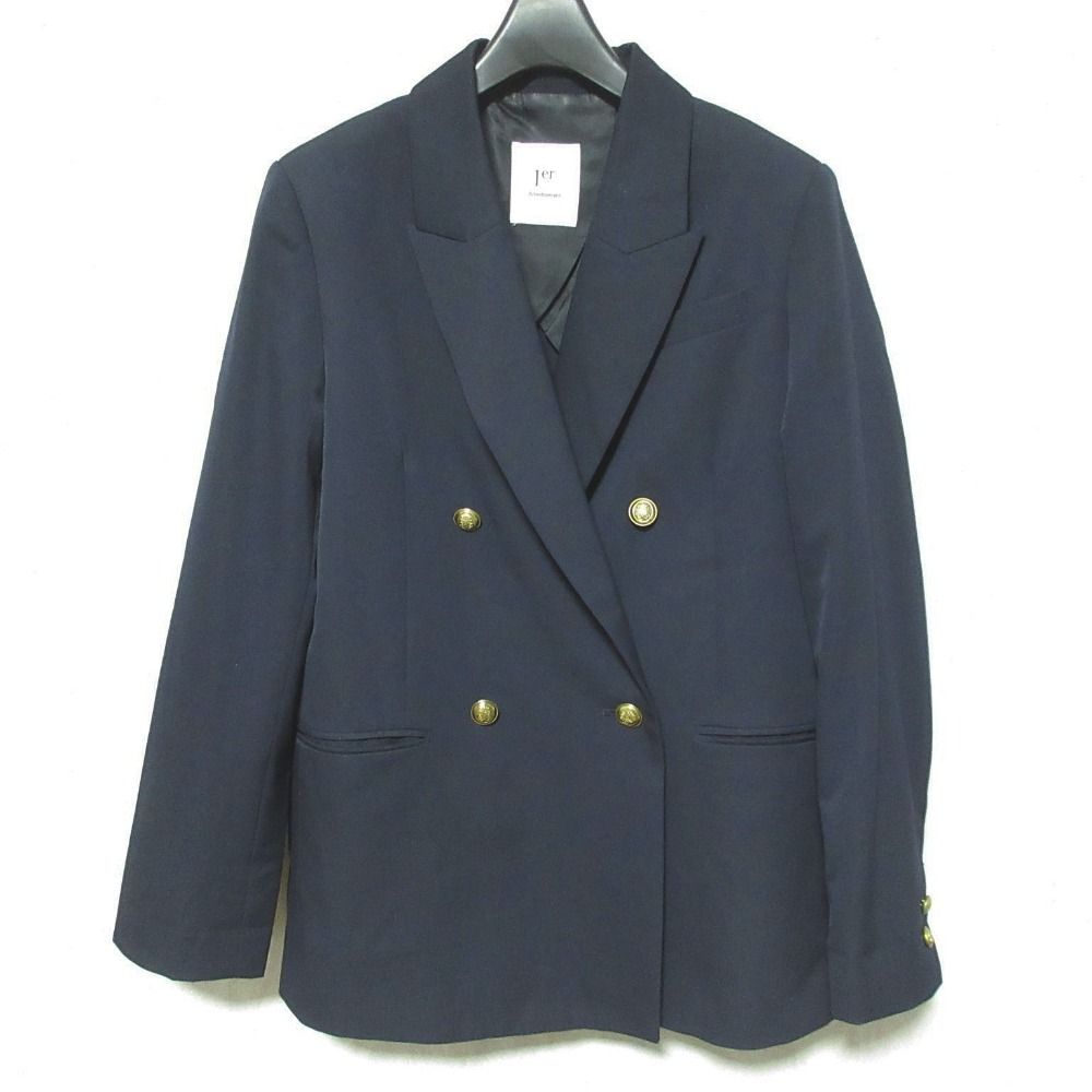 良品 26SS 1er Arrondissement プルミエアロンディスモン ウールギャバジンジャケット ブレザー B1061AFJ012 サイズ36 ネイビー レディース 古着 中古 USED