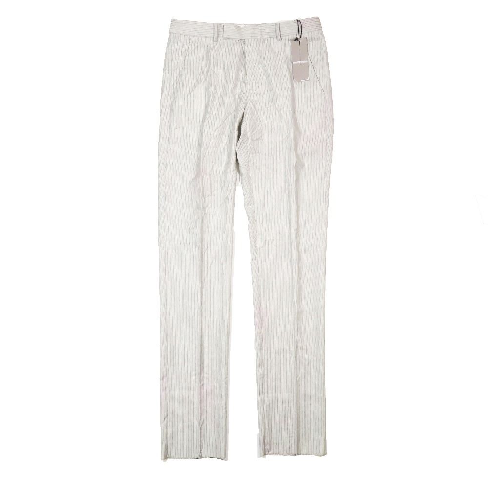 良品 DIOR ディオール ノータック ウール ストライプ スラックスパンツ ストレート 013C120A5114 ボトムス 48 グレー メンズ 古着 中古 USED