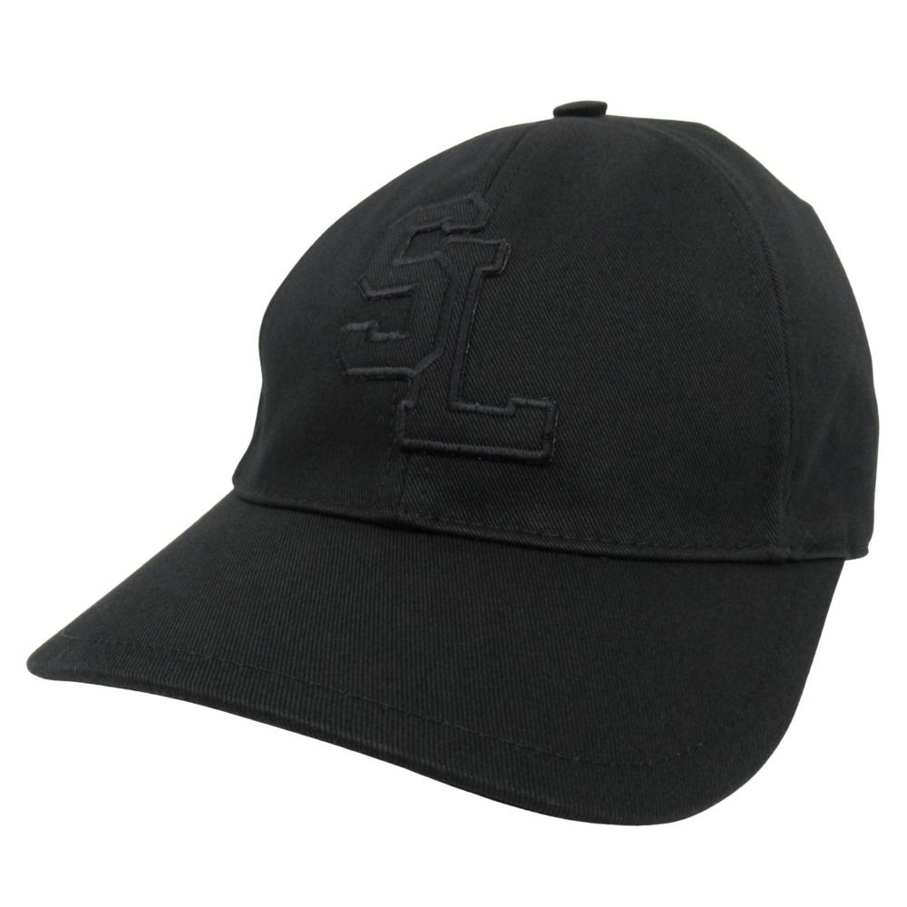 美品 SAINT LAURENT PARIS サンローランパリ SLロゴ キャップ 帽子 6パネル サイズ57 黒 ブラック メンズ レディース 古着 中古 USED
