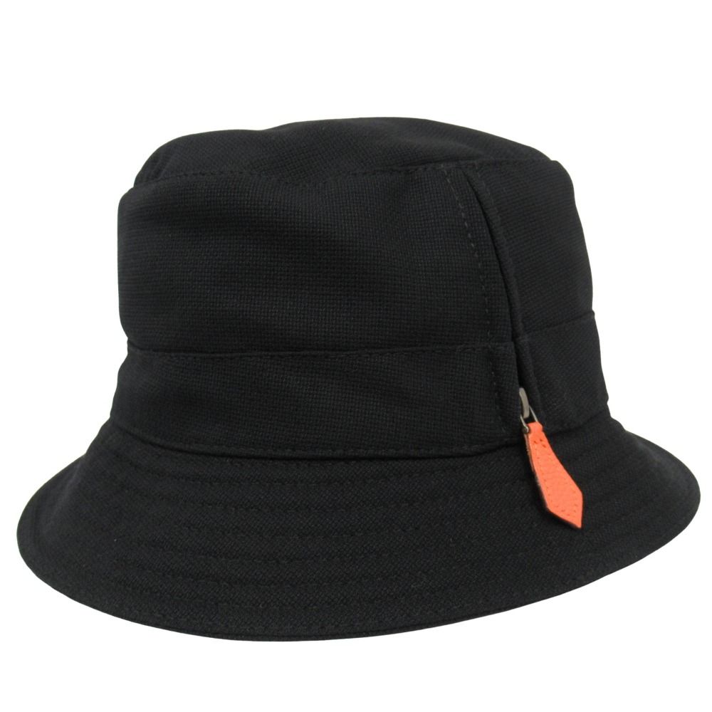 美品 HERMES エルメス MOTSCH モッチ ウール バケット ハット 帽子 アーカイブ サイズ56 黒 ブラック メンズ レディース 古着 中古 USED