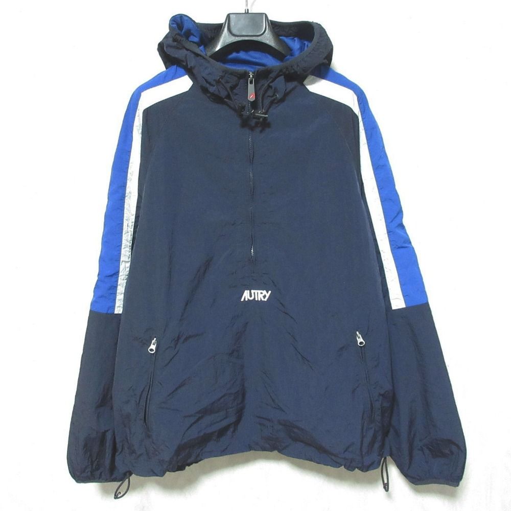 美品 AUTRY オートリー Sporty Windbreaker アノラックパーカー プルオーバージャケット JASM437B サイズL ネイビー メンズ 古着 中古 USED