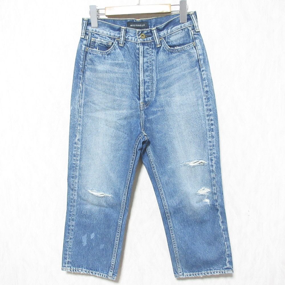 美品 MADISONBLUE マディソンブルー CRASHED SAROUEL PT DENIM デニムパンツ MB224-3001 サイズXXS インディゴブルー レディース 古着 中古 USED