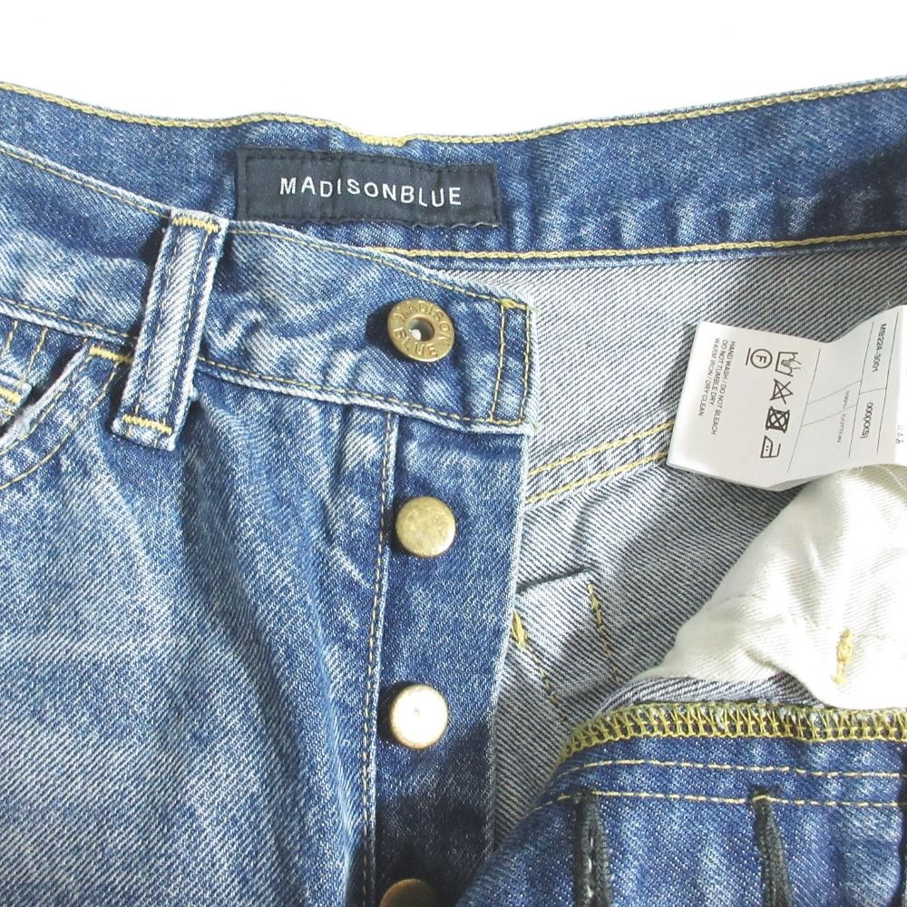 美品 MADISONBLUE マディソンブルー CRASHED SAROUEL PT DENIM デニムパンツ MB224-3001 サイズXXS インディゴブルー レディース 古着 中古 USED