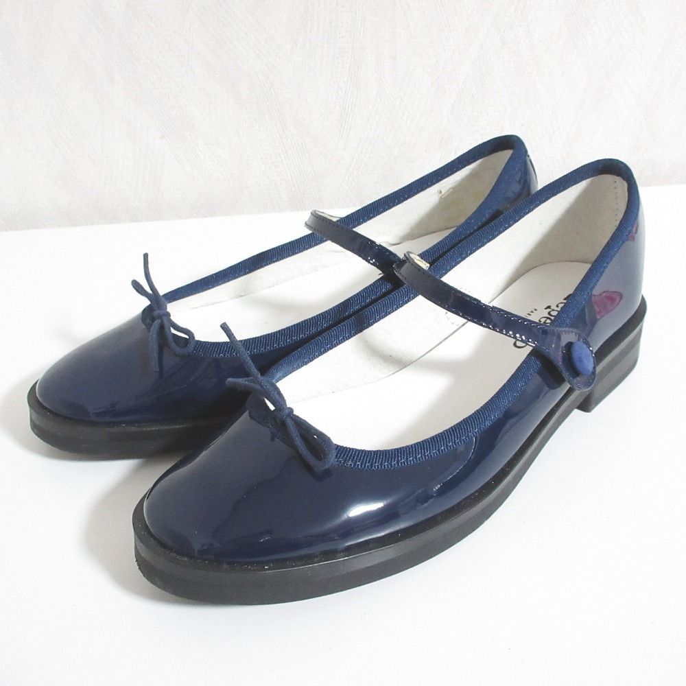 美品 repetto レペット CENDRILLON COLLEGE サンドリオン メリージェーン フラットパンプス 35 ネイビー レディース 古着 中古 USED