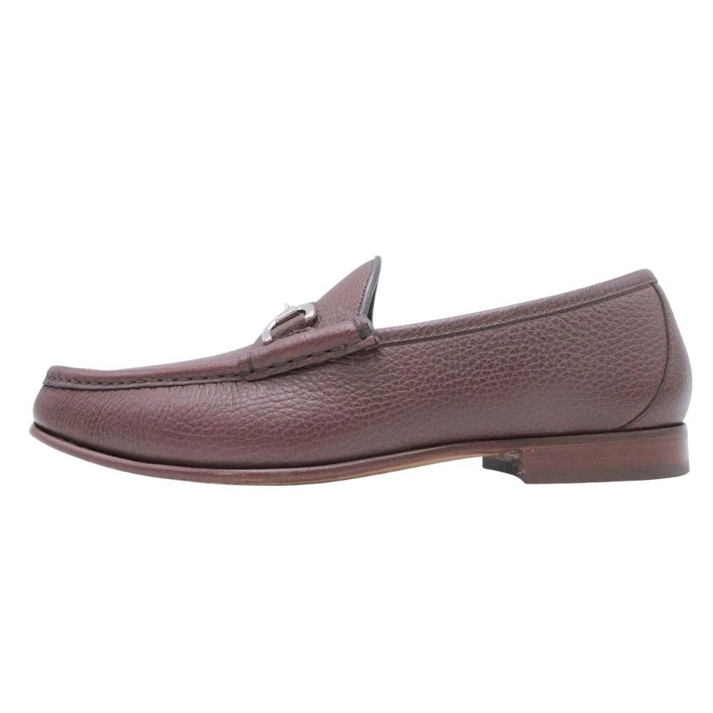 美品 GUCCI グッチ ホースビット グレインレザー ローファー モカシン シューズ 靴 本革 367762 8/27.0cm 茶 ブラウン メンズ 古着 中古 USED