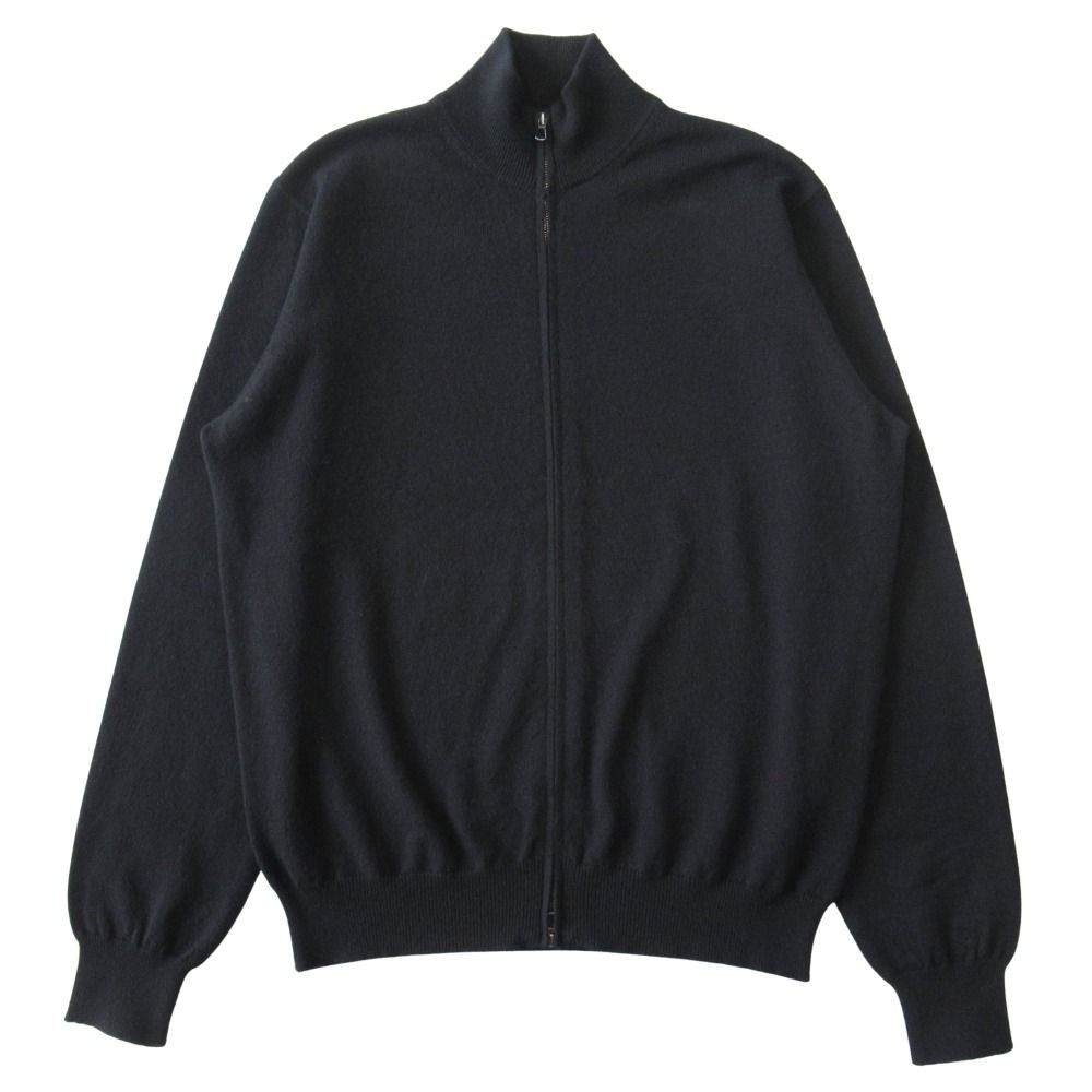 美品 FILIPPO DE LAURENTIIS フィリッポ デ ローレンティス ウール カシミヤ フルジップ ブルゾン ジャケット ニット サイズ48 黒 メンズ 古着 中古 USED