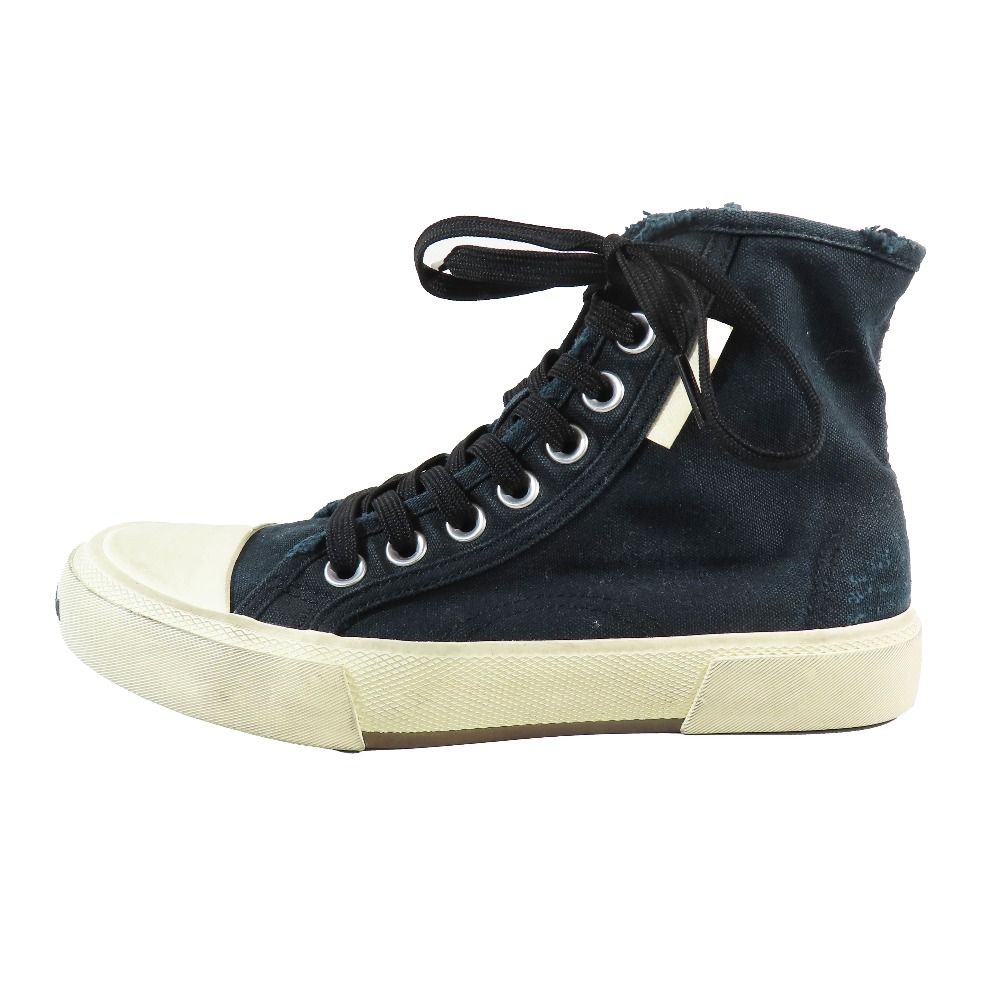 新品同様 BALENCIAGA バレンシアガ PARIS HIGH TOP ダメージ ユーズド加工 ロゴ ハイカットスニーカー 688756 シューズ 24cm インディゴ メンズ 古着 中古 USED