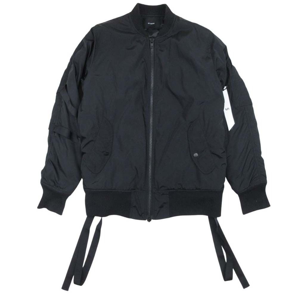 美品 STAMPD スタンプド BOMBER JACKET ボンバージャケット ストラップ MA-1 フライトジャケット 中綿 ブルゾン アウター S ブラック メンズ 古着 中古 USED