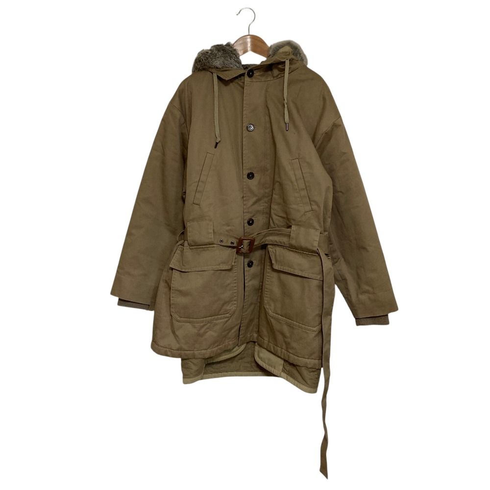 良品 Maison Margiela4 メゾンマルジェラ ラビットファーライナー ベルテッド モッズコート 51AM023648072 サイズ36 ベージュ レディース 古着 中古 USED