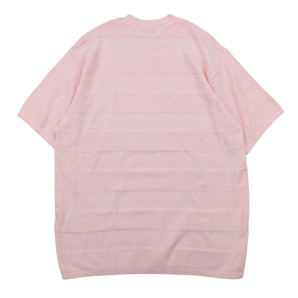 AOURE アウール 半袖クルーネックニット L ピンク 美品 AOURE アウール リンクスボーダー プルオーバー ニット