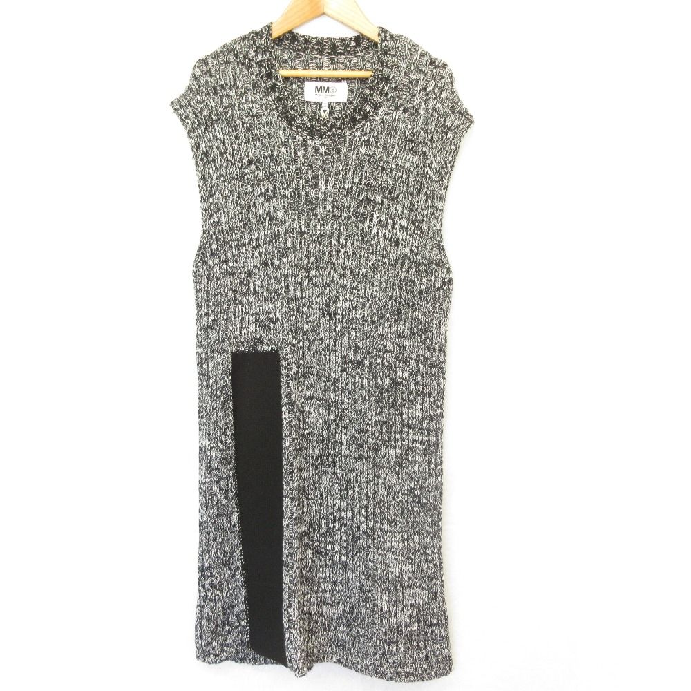 未使用 MM6 Maison Margiela エムエムシックス メゾンマルジェラ ノースリーブ ニットワンピース S52CT0503 Mサイズ ブラック レディース 古着 中古 USED