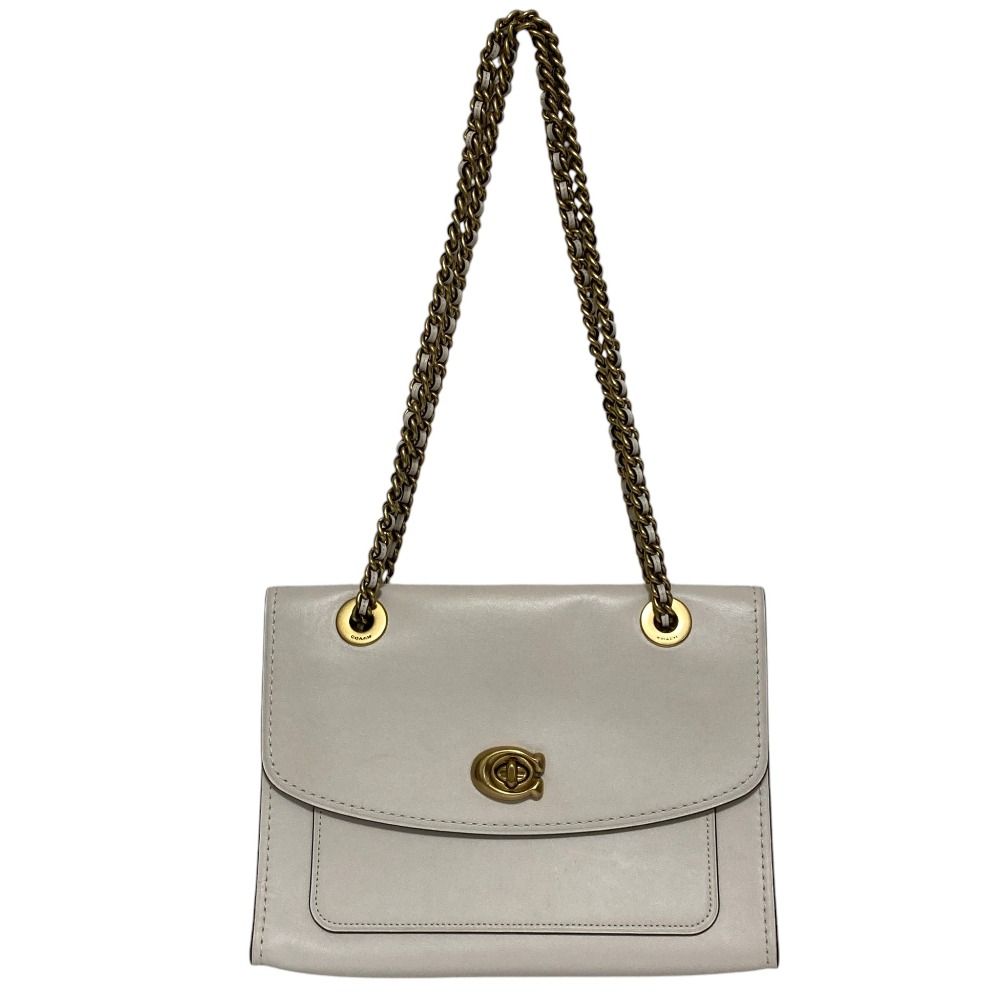 良品 COACH コーチ パーカー チェーンショルダーバッグ 26852 ホワイト レディース 古着 中古 USED
