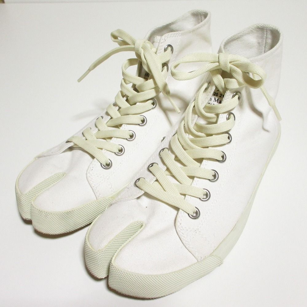 美品 Maison Margiela22 メゾンマルジェラ タビ キャンバスハイスニーカー S57WS0253 サイズ40 27cm相当 ホワイト メンズ レディース 古着 中古 USED