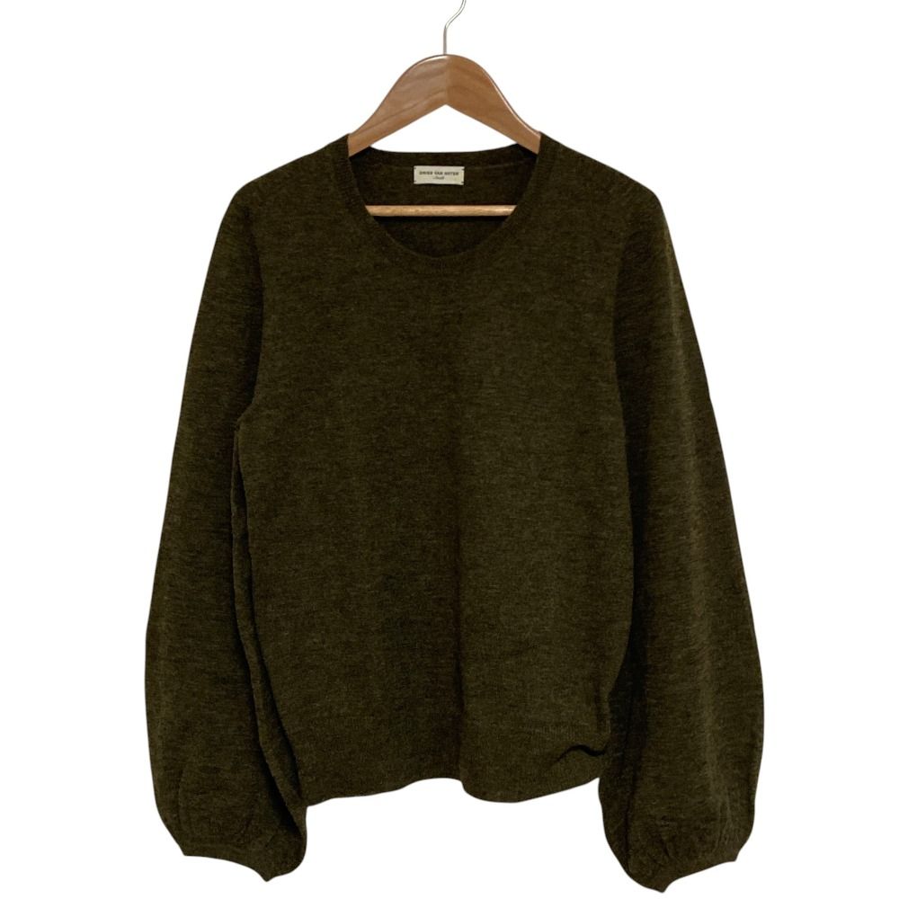 美品 Dries Van Noten ドリスヴァンノッテン アルパカブレンド ニットセーター S カーキ レディース 古着 中古 USED