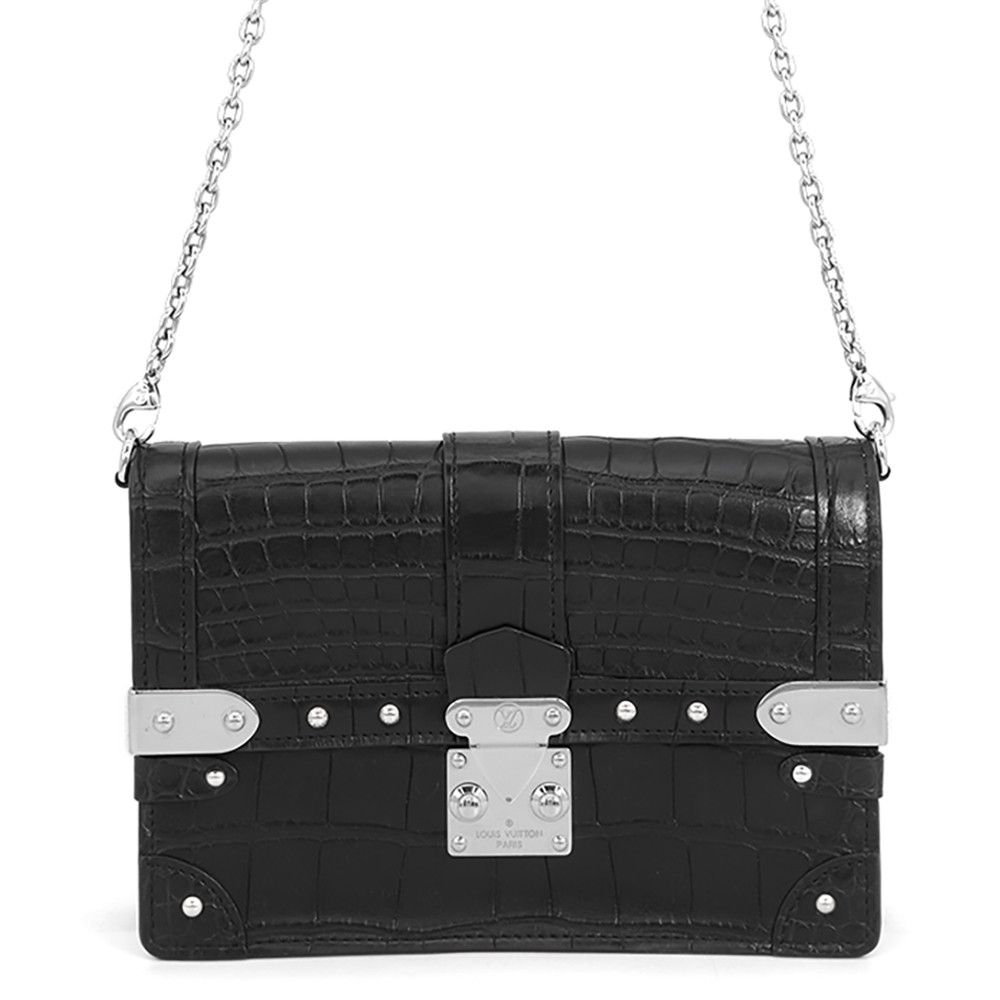 ルイヴィトン チェーンショルダーバッグ クロコダイル ポルトフォイユ・トランク LOUIS VUITTON ウォレット 黒 ブラック