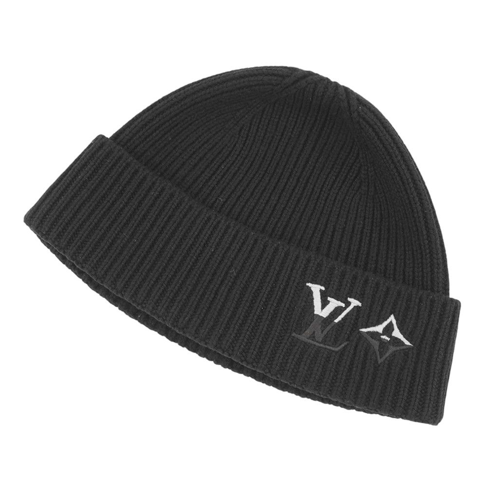 ルイヴィトン ニット帽 ビーニー・LV デュアル カシミヤ M79081 LOUIS VUITTON 帽子 黒 ブラック