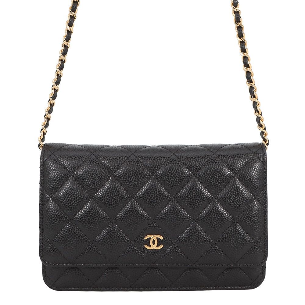 シャネル チェーンウォレット クラシック マトラッセ ココマーク キャビアスキン AP0250 CHANEL 財布 黒