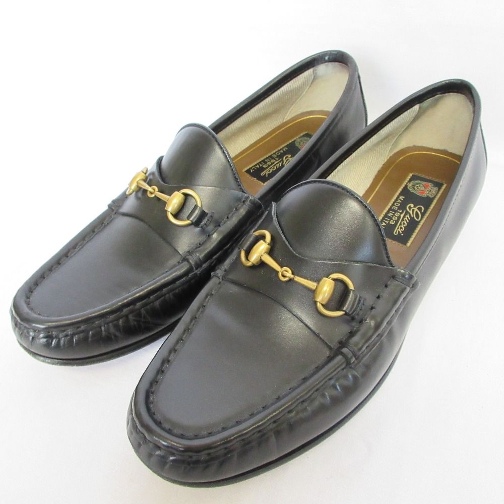 良品 GUCCI グッチ レザー ビットローファー サイズ36.5 23.5cm相当 ブラック レディース 古着 中古 USED