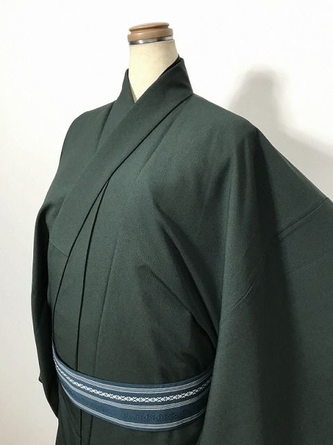 新品 Lサイズ 男物 色無地 化繊 深緑