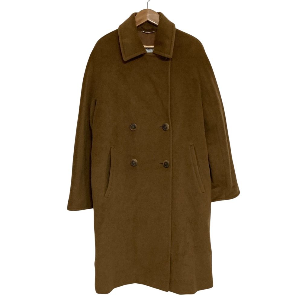 美品 Max Mara マックスマーラ カシミヤブレンド ウール ダブルブレストコート サイズ38 ブラウンベージュ レディース 古着 中古 USED