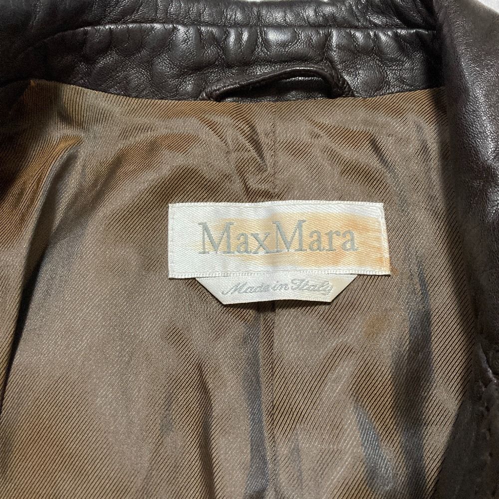 良品 Max Mara マックスマーラ ステッチデザイン ラムレザー