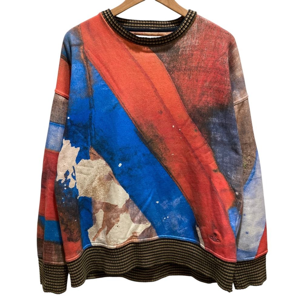 良品 Vivienne Westwood MAN ヴィヴィアンウエストウッドマン ユニオンジャック柄 スウェットトレーナー SIZE44 マルチカラー メンズ 古着 中古 USED