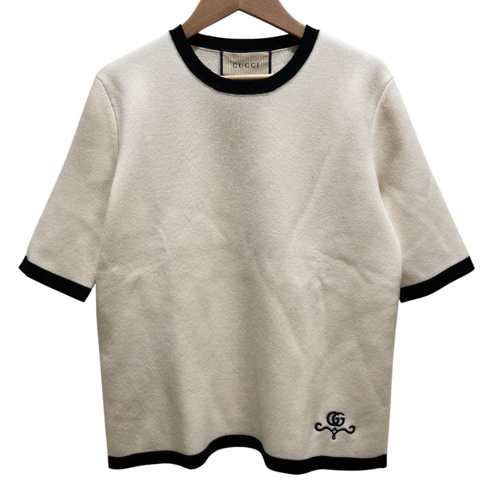 美品 23AW GUCCI グッチ ウールハイゲージニット トップス 681309 サイズS ベージュ レディース 古着 中古 USED
