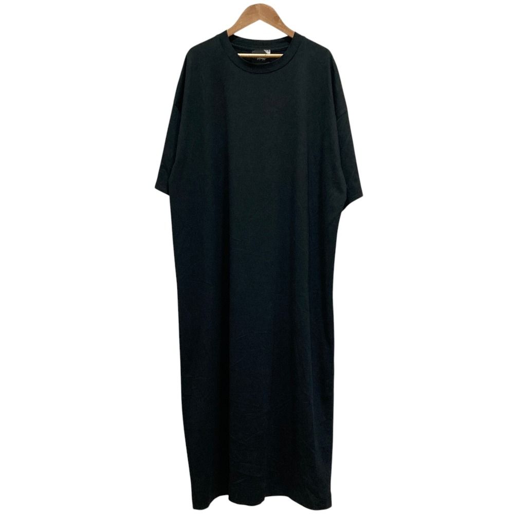 良品 ATON エイトン SUVIN60/2 OVERSIZED DRESS 半袖 ロングワンピース OPAGBW0014 サイズ2 ブラック レディース 古着 中古 USED