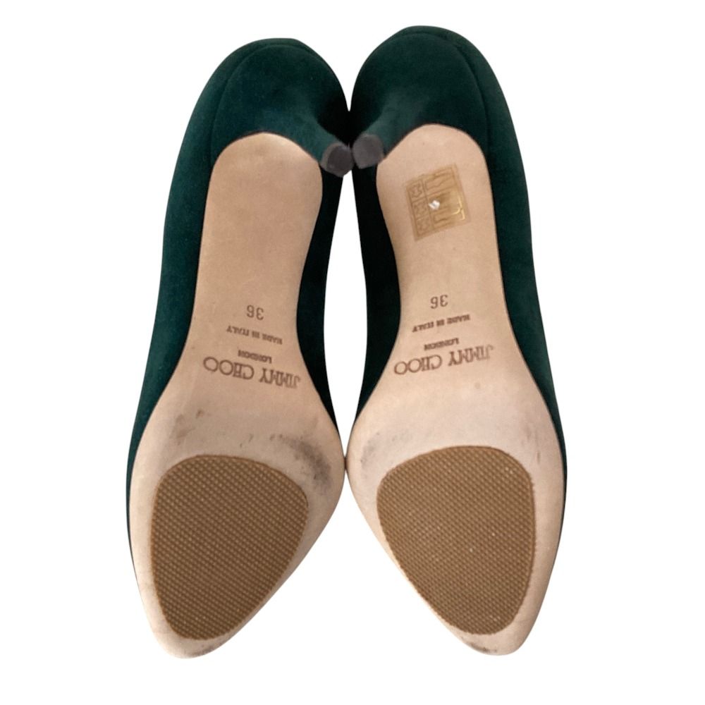 良品 JIMMY CHOO ジミーチュウ スエードレザー アーモンドトゥパンプス