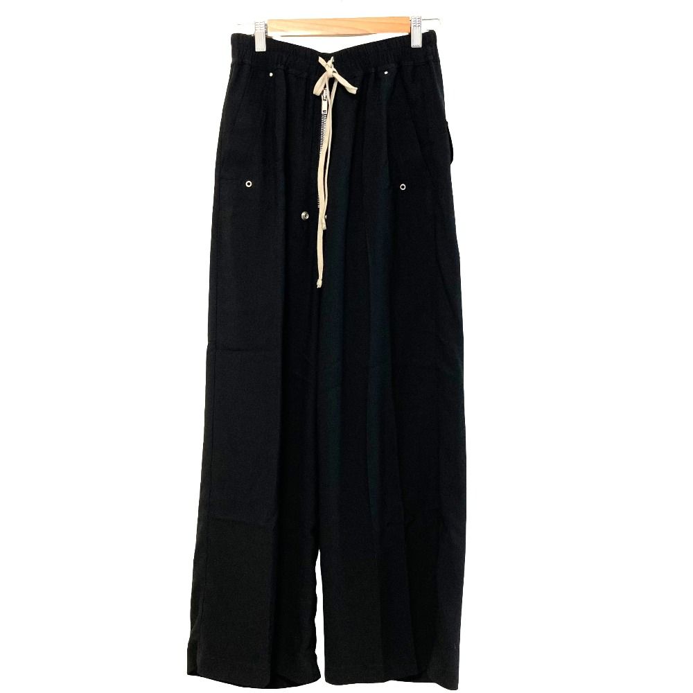 美品 24SS リックオウエンス Drawstring Geth Belas Pants ドローストリング ゲス ベラーズ パンツ RP01D2361 サイズI40 ブラック レディース 古着 中古 USED