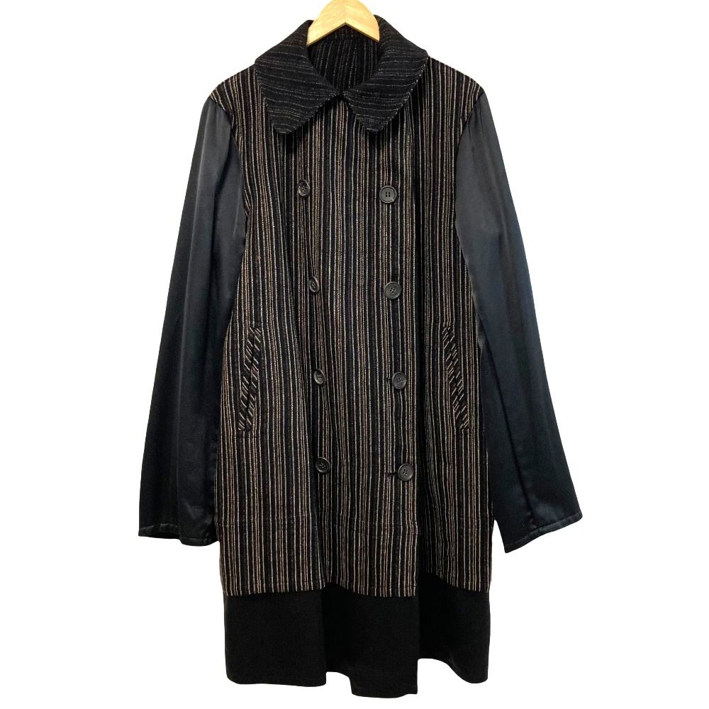 美品 Y's ワイズ ヨウジヤマモト サテン切替 ストライプ ダブル