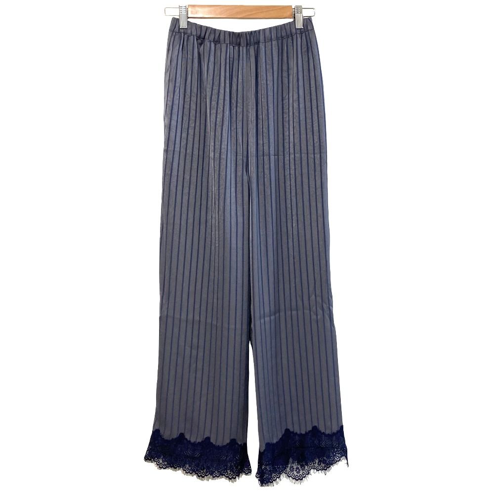 美品 26SS ARCHIVE STANCE アーカイブスタンス サテンストライプレースパンツ AS-050005-J サイズF グレー レディース 古着 中古 USED