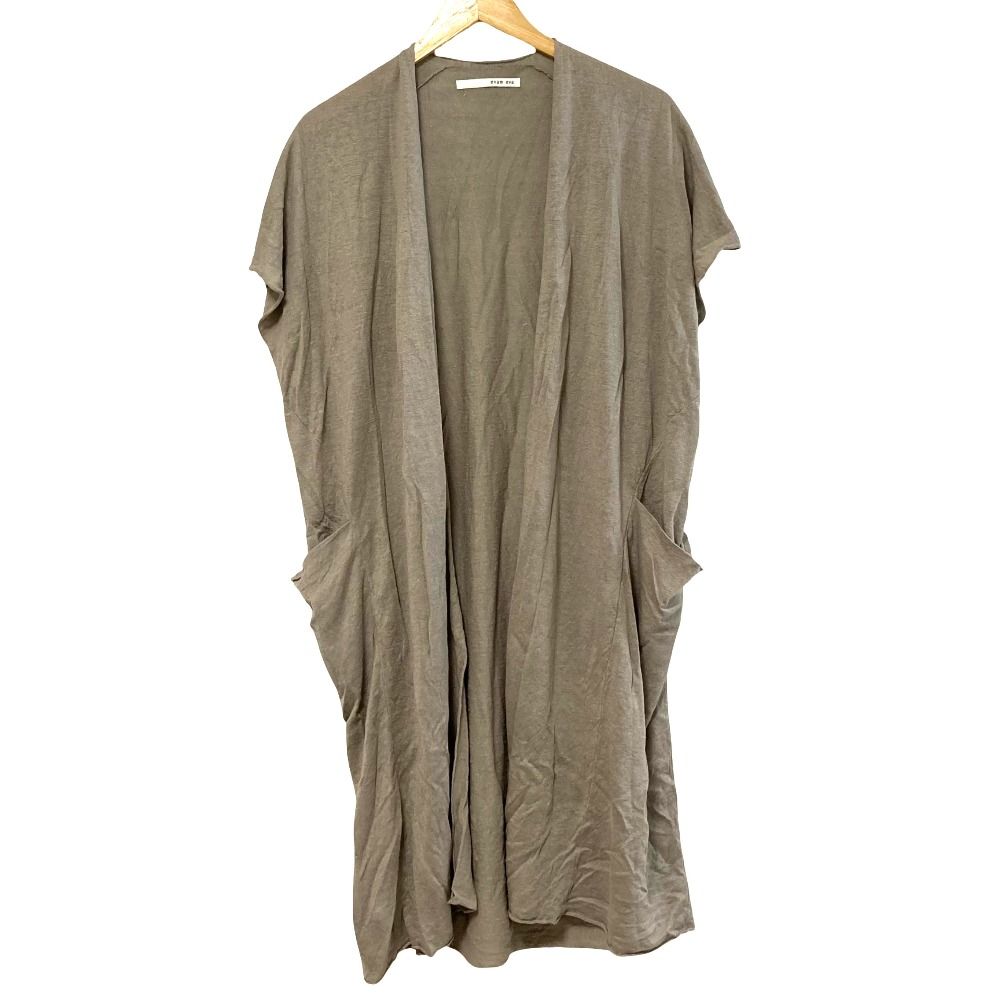 良品 evam eva エヴァムエヴァ linen robe vest リネン ニット ローブベスト E241K162 サイズM グレー レディース 古着 中古 USED