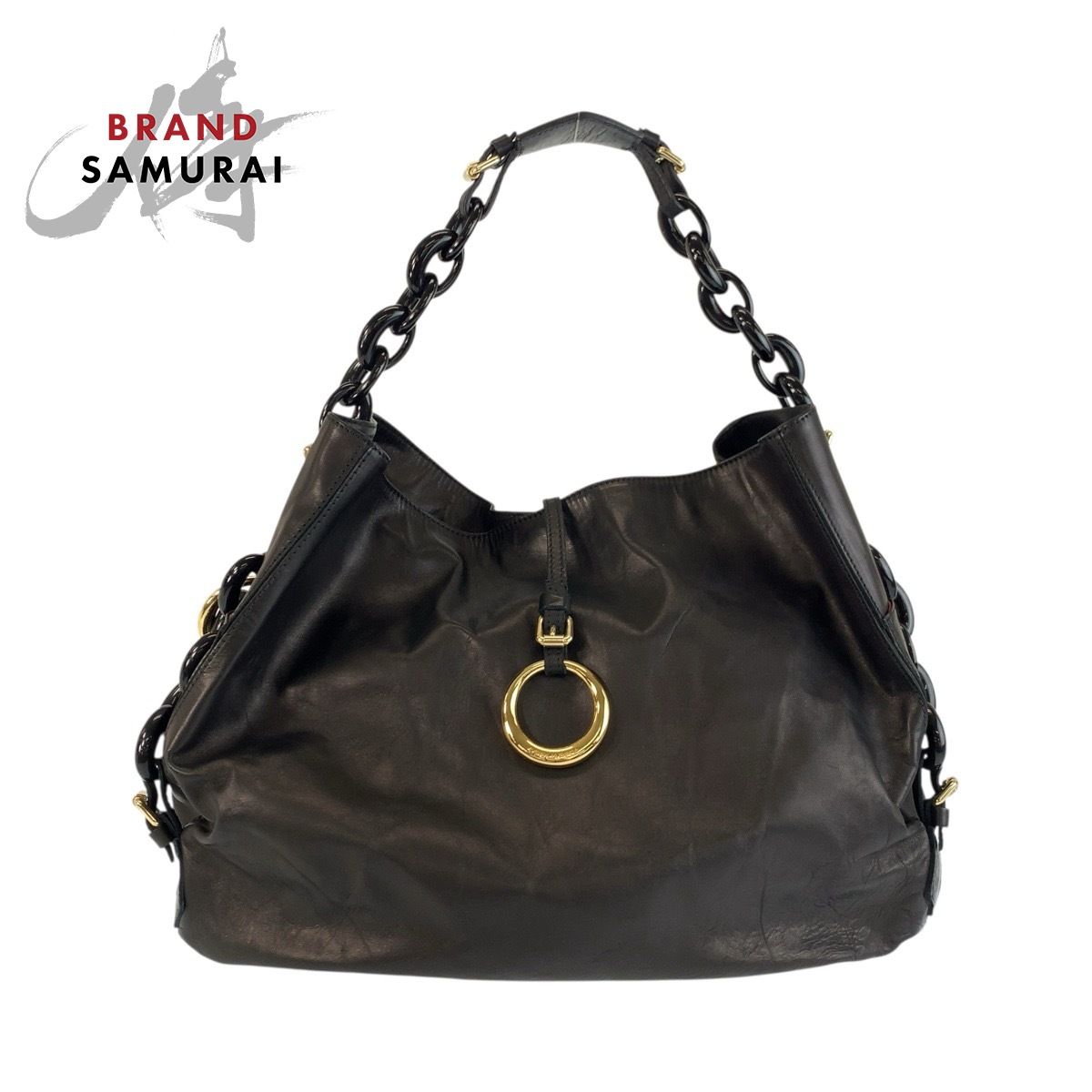 美品 DSQUARED2 ディースクエアード ブラック 黒 ゴールド金具 レザー 