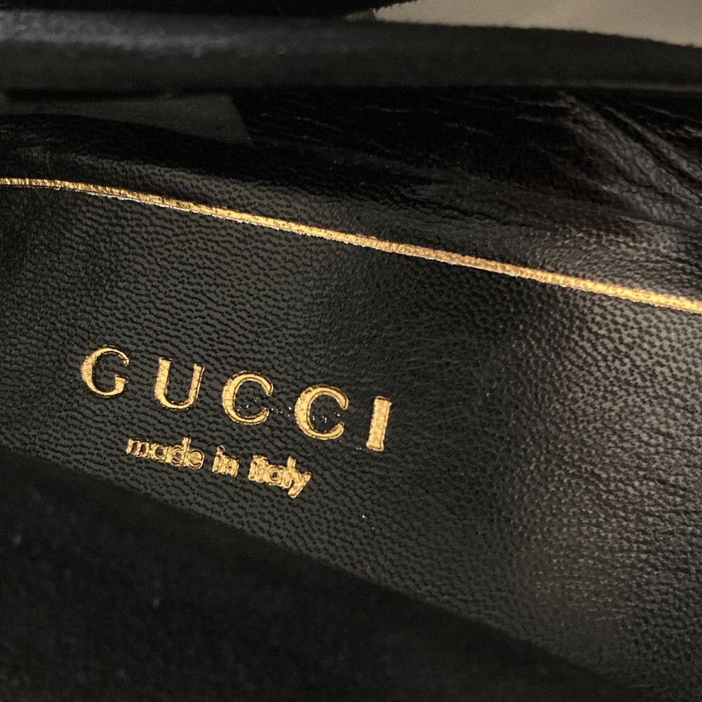 美品 GUCCI グッチ スエードレザー スタッズヒール アーモンドトゥ