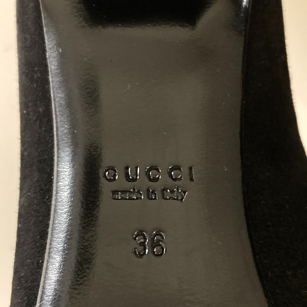 美品 GUCCI グッチ スエードレザー スタッズヒール アーモンドトゥ