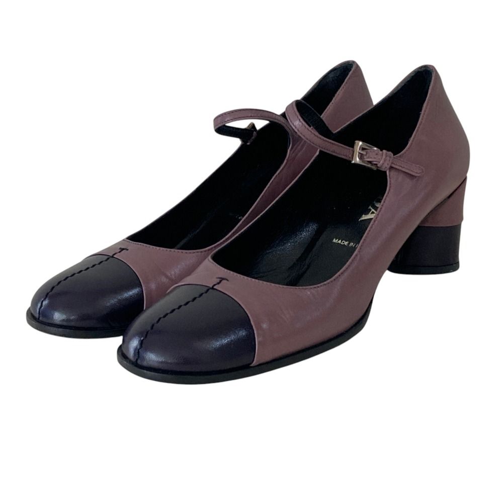 美品 PRADA プラダ ヴィンテージ バイカラー メリージェーンパンプス サイズ35 22.5cm パープル レディース 古着 中古 USED